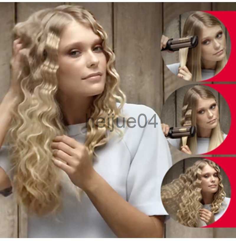 Curling Irons Professional Wave Hair Styler 3 Barrels Big Wave Curling Iron Hair Curlers Crimping Iron Fluffy Waver Salon Styling Tools x0721