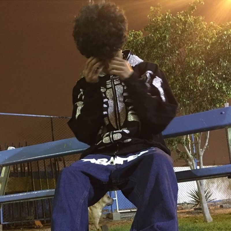 Men's Hoodies Sweatshirts Zip Hoodie skeleton goth Sweatshirt Sport Coat Pullover Gothic Long Sleeve Oversized hoodie Y2k jacket Men's hoodi