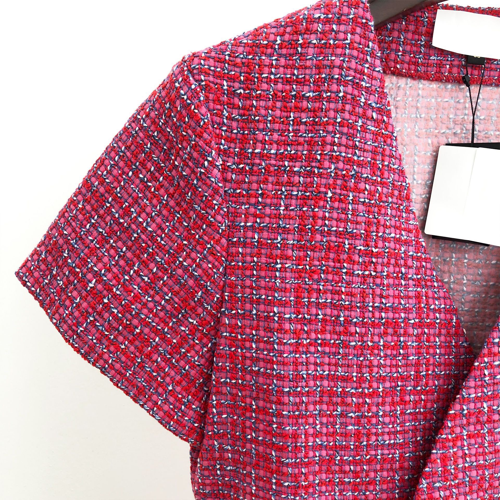 Basic & Casual Dresses New m-aje Feeling Tweed Fashion Open Back Rose Red Dress