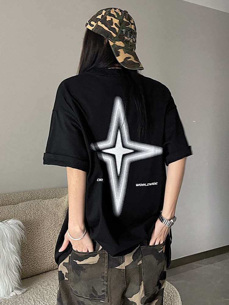 Womens TShirt Y2K Korean Vintage Streetwear Star Kpop Acubi Harajuku Egirl Short Sleeve TShirts Grunge Aesthetics Oversized Tees Tops Clothes 230724
