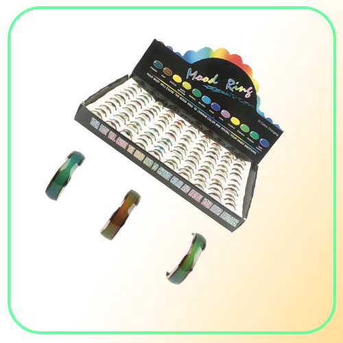 whloe 100Pcslot Whole Jewelery Bulks Mixed Change Color Silver Plated Mood Ring Temperature Emotion Feeling Rings For Wom