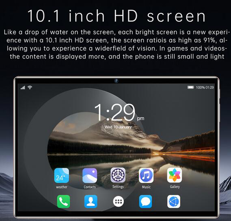 10.1 Inch 10 Core 12GB+256GB Android 12 WiFi Tablet PC 8000mAh Battery Dual SIM Dual Camera Bluetooth 4G 5G Smart 10.1Inch Call Phone Tablets Gifts su