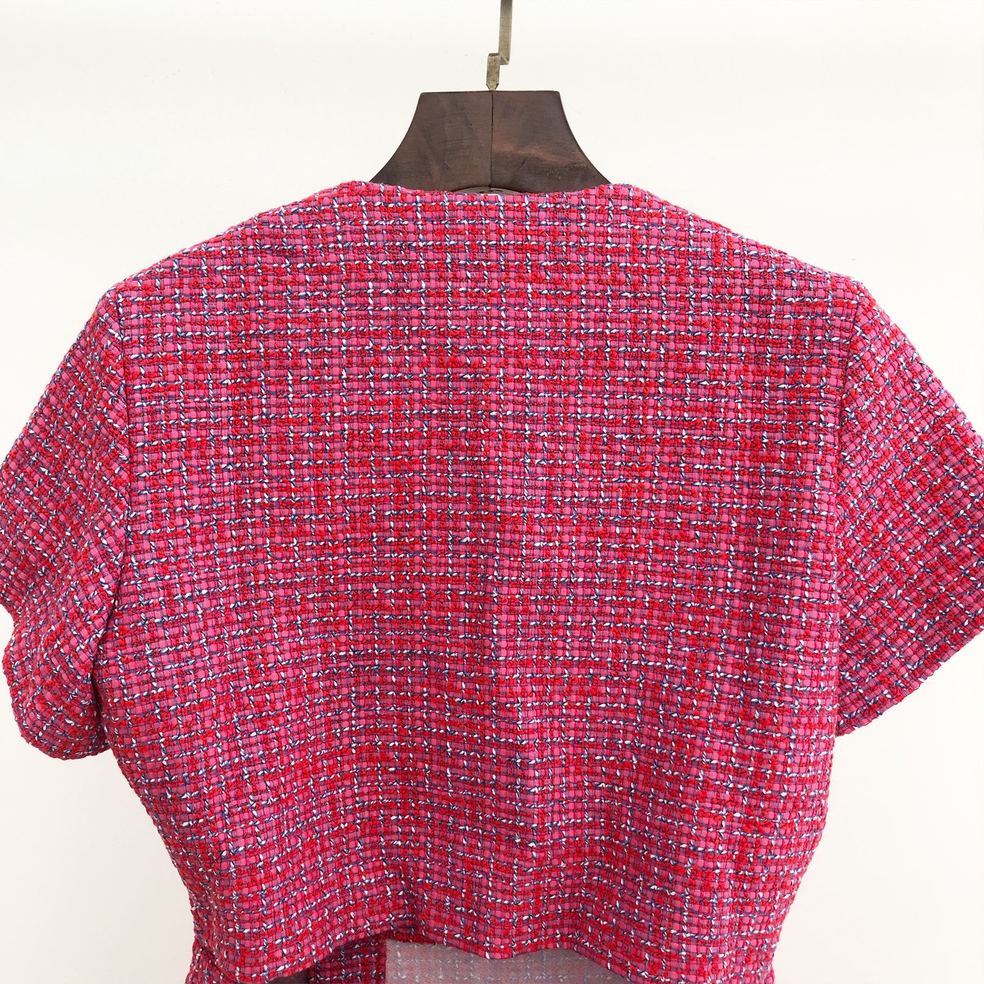 Basic & Casual Dresses New m-aje Feeling Tweed Fashion Open Back Rose Red Dress