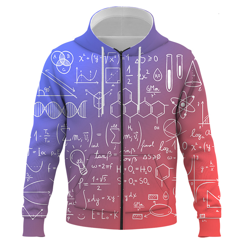 Men's Hoodies Sweatshirts mathematical formula Printed zipper Hip Hop Long Sleeve Pullover Loose Print Streetwear for Men and Women 230724