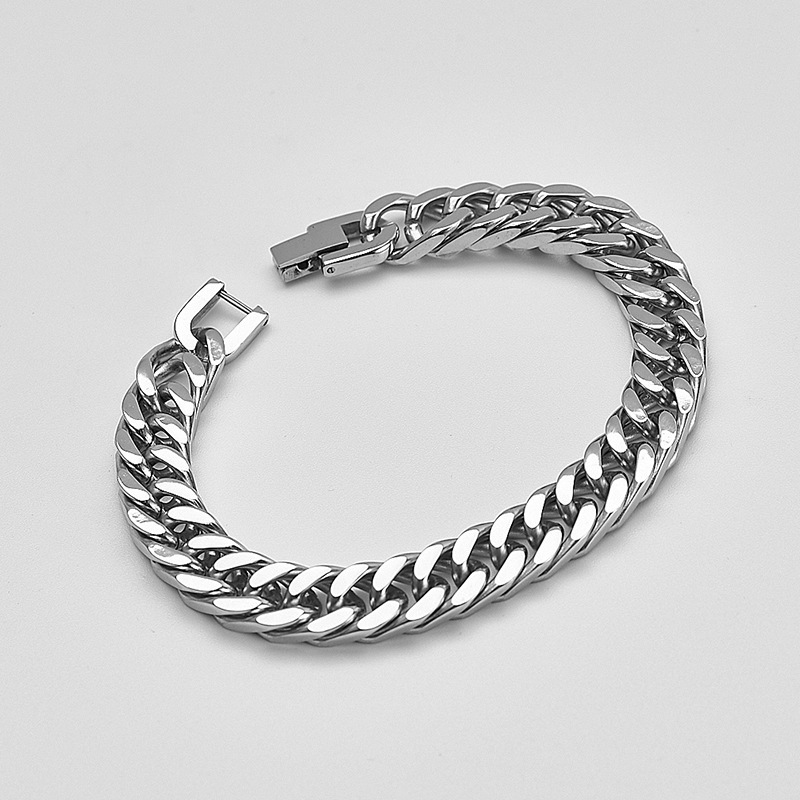 Stylish Male Miami Cuban Style Stainless Steel Bracelet with Adjustable Links (Sizes: 8mm, 10mm, 12mm)
