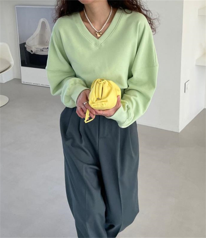 Women Pullover Fitness Autumn Sweater Outdoor Running Loose Womens Long Sleeve Sweatshirts WY8036 V Neck