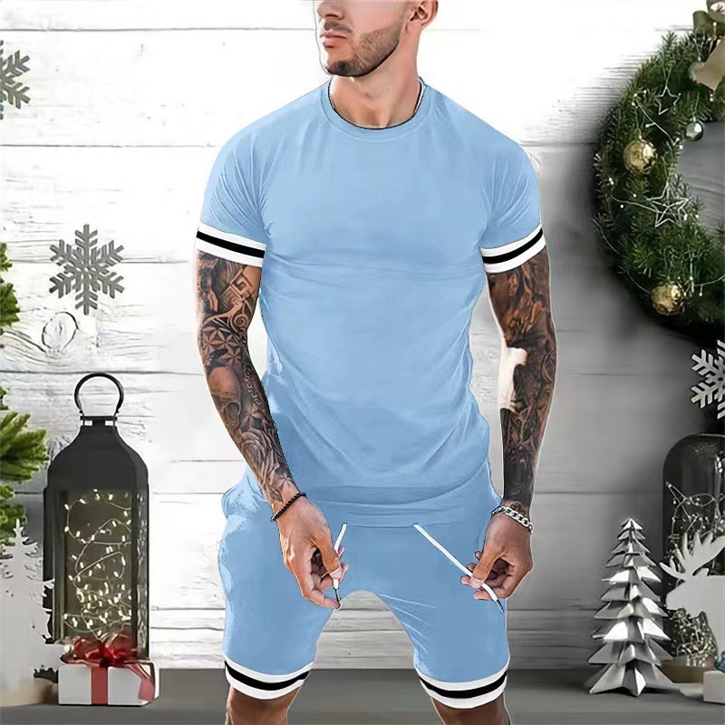 Mens Tracksuits LISM Two Piece Set Summer Casual TShirt and Shorts Striped Athletic Suits Fashion Short Sleeve 230724