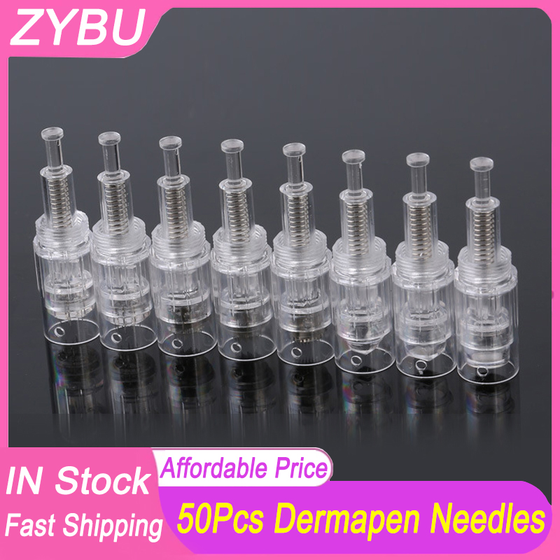 50pcs Needle cartridge 9/12/24/36 42 pins for derma pen micro needle pen rechargeable dermapen MTS Heads Microneedling Tips Mesotherapy