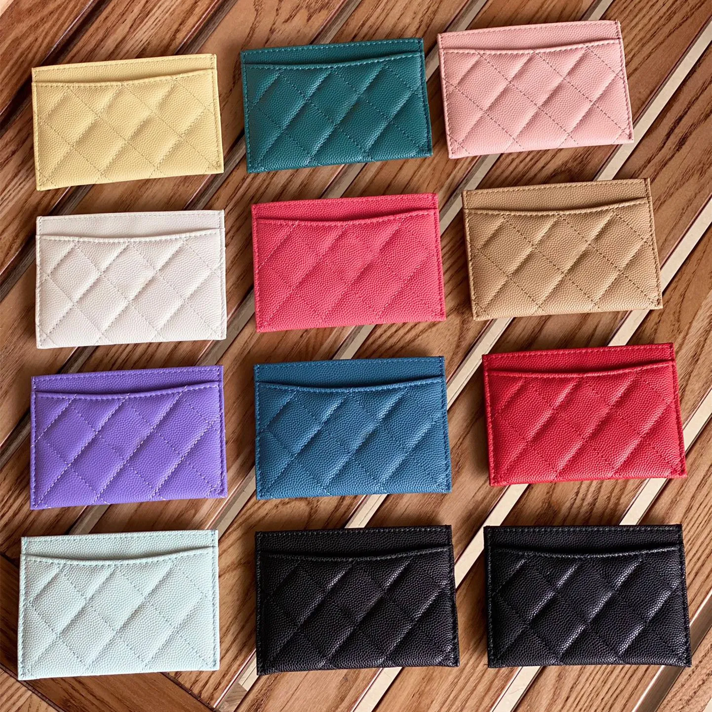 10A best quality women card holder with box real leather caviar wallet black quilted coin purse lady credit wallet luxury designers
