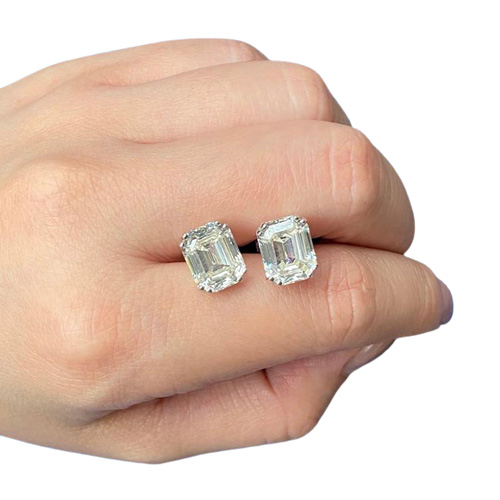 Stud Vinregem 100 925 Sterling Silver Emerald Cut G Created Moissanite Diamonds Gemstone Earrings Ear Studs Fine Jewelry Wholesal
