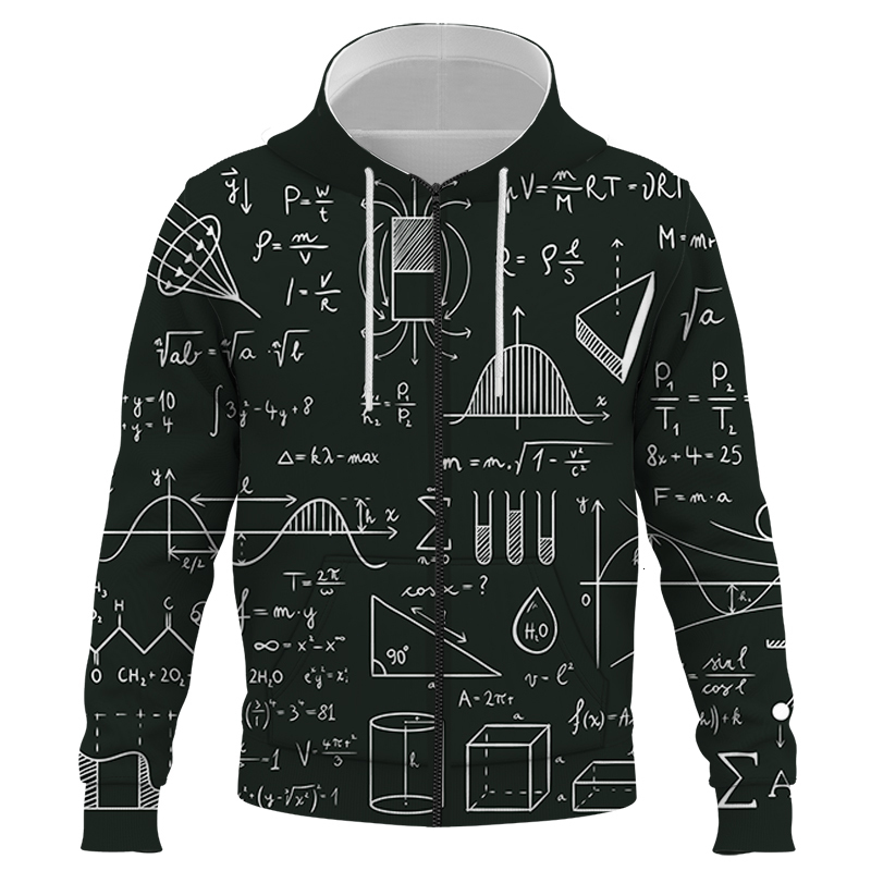 Men's Hoodies Sweatshirts mathematical formula Printed zipper Hip Hop Long Sleeve Pullover Loose Print Streetwear for Men and Women 230724