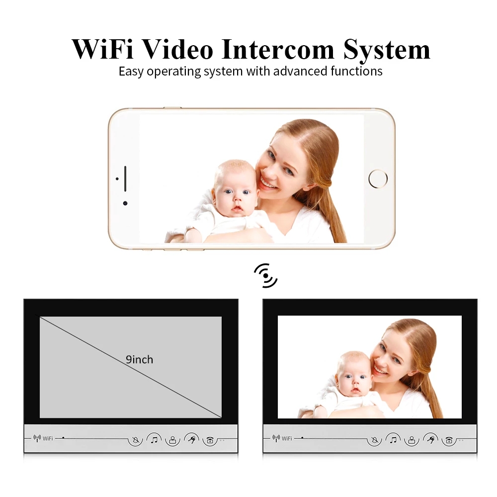 Wifi 9Inch Screen Video Call Ring Doorbell Camera with Password Keyboard Rfid Video Intercom System For Home Apratment