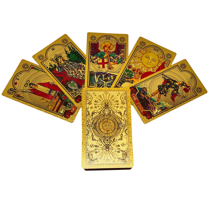 Outdoor Games Activities Plastic Rider Stamping Gold Foil Tarot Exquisite Board Game Divination Cards For Collection 230725