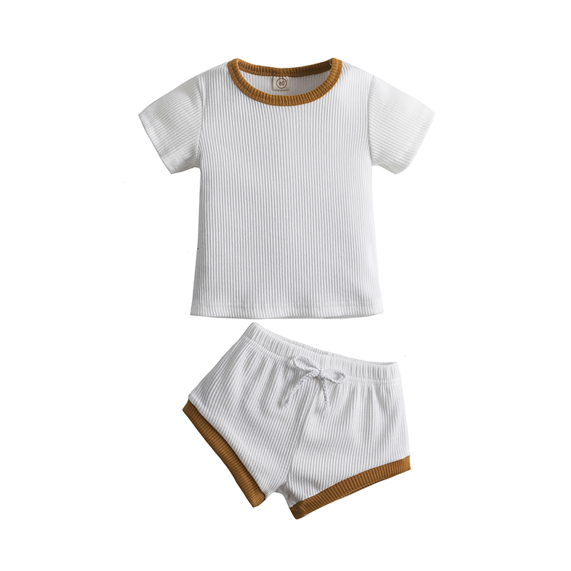 Clothing Sets born Baby Girls Boys Clothes Cotton Casual Short Sleeve Tops T shirt Shorts Ribbed Knitt Tracksuits Toddler Infant Outfit Set 230724