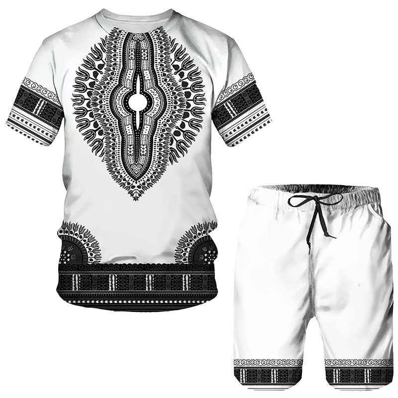 Mens Tracksuits Summer 3D African Print Casual Shorts Set Couple costume Retro Hip Hop TshirtShorts MensWomens Sportswear 230724