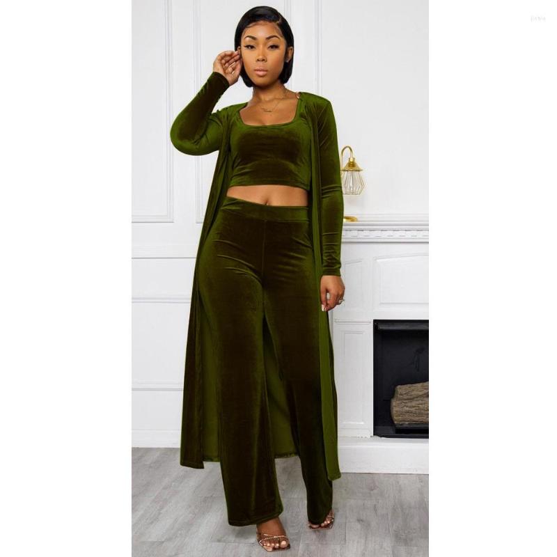 Womens Two Piece Pants All Black O Neck Long Sleeve Bro And Cardigan 3 Pieces Sexy Tight Club Party Lady Fashion Tracksuits