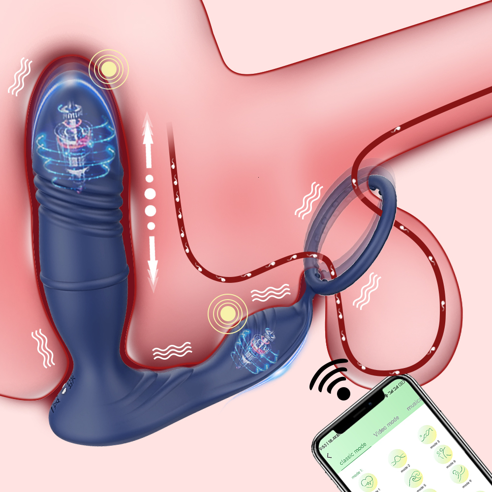 Anal Toys Bluetooth Stimulating Prostate Massager Application Control Vibrator Telescoping Prostate Stimulator Male Anal Sex Toy 230724
