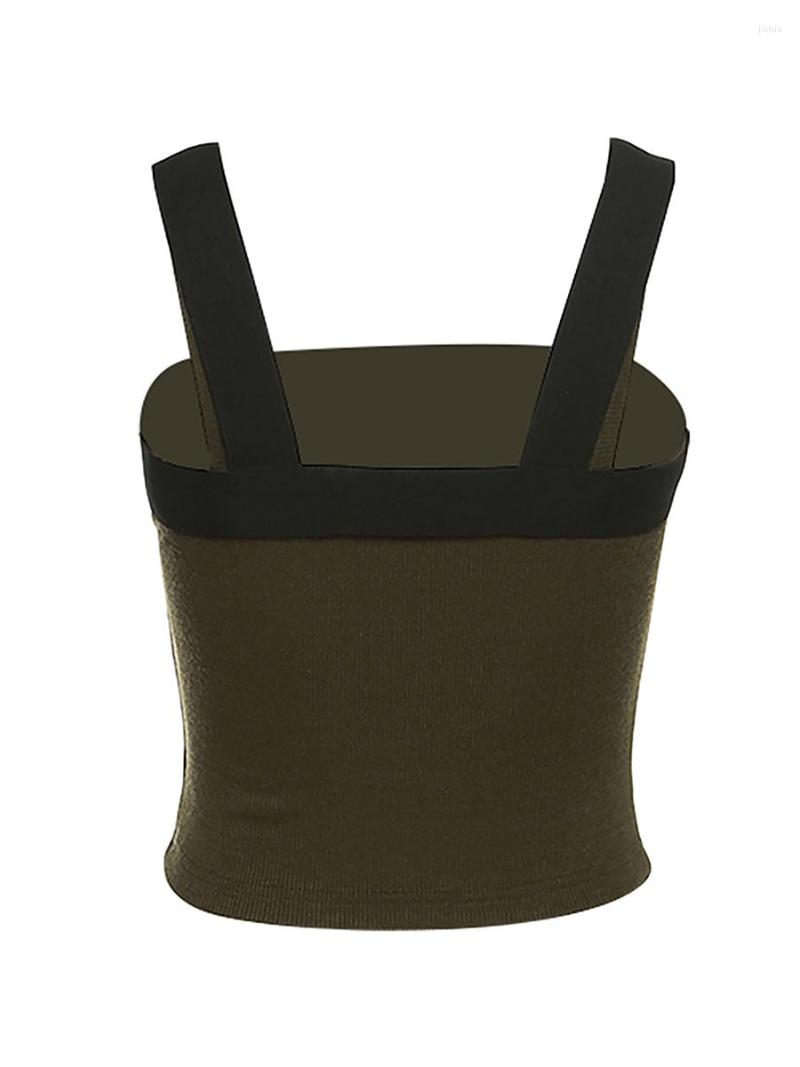 Womens Tanks Punk Tank Tops Sleeveless Spaghetti Strap Solid Color Camisole With Harness Belt