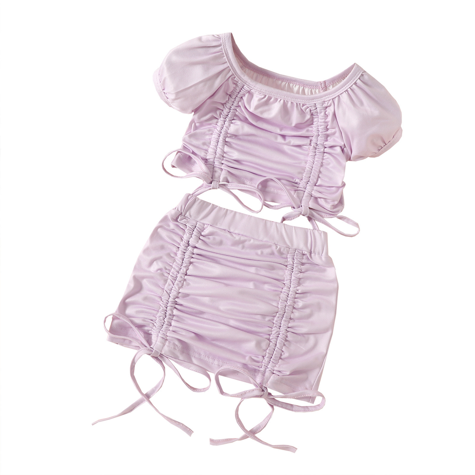 Clothing Sets 2023 Summer Style Toddler Girls 2pcs Drawstring Tops Skirts Suits y2k Boutique Kids Streetwear Children 230724