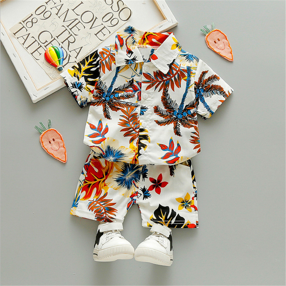 Clothing Sets 0 5Y Kids Baby Boy Clothes Boho Summer Floral Print 2Pcs Short Sleeve Shirt Shorts Child Beach Wear Casual Outfits 230724