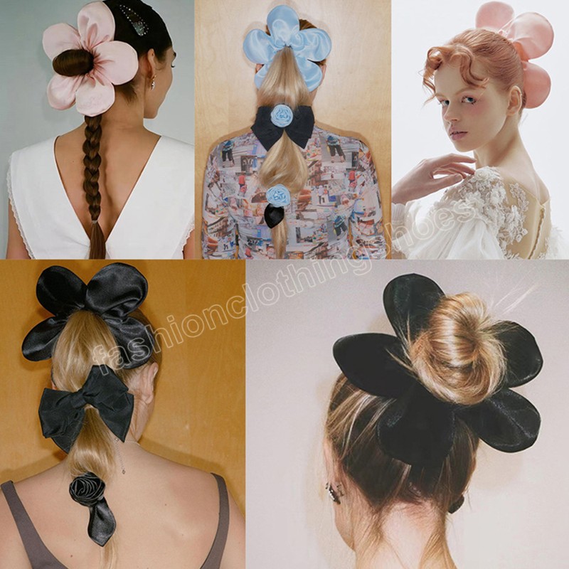 Flower Scrunchies Women Extra-Large Scrunchie Oversized Thick Elastic Fluffy Hair Ties Hair Scrunchies Ponytail Holder