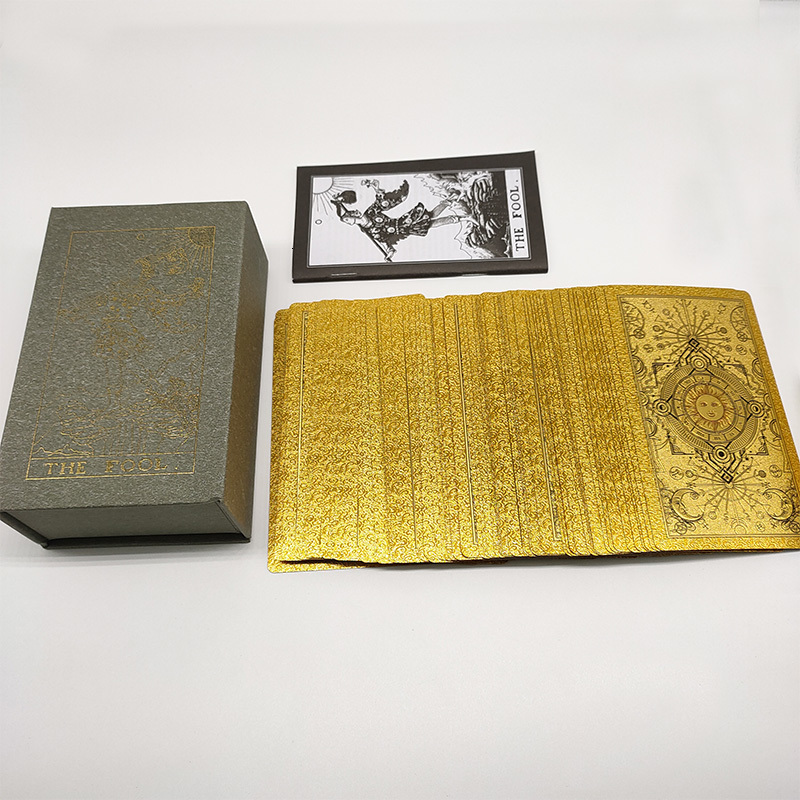 Outdoor Games Activities Plastic Rider Stamping Gold Foil Tarot Exquisite Board Game Divination Cards For Collection 230725