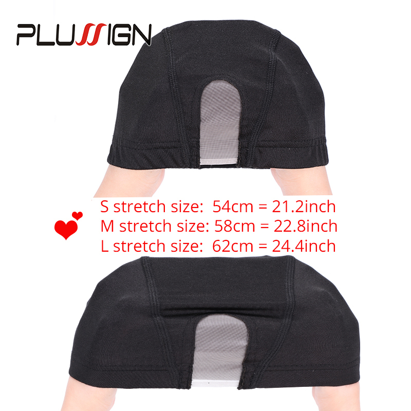 Wig Caps Plussign 10Pcs Wholesale Spandex Mesh Dome Wig Cap Elastic Hair Net Glueless Hairnet Wig Cap For Making Wigs Black U Part Caps 230724