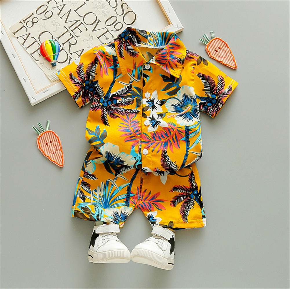 Clothing Sets 0 5Y Kids Baby Boy Clothes Boho Summer Floral Print 2Pcs Short Sleeve Shirt Shorts Child Beach Wear Casual Outfits 230724