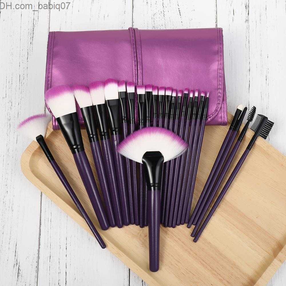 Makeup Brushes Professional Makeup brush set with pocket powder foundation large eye shadow Pinceaux horned eyebrows pink black Makeup brush 24 pieces