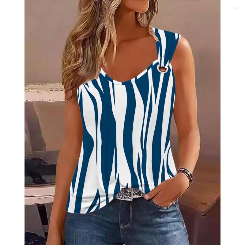 Womens Tanks Summer Fashion Women Tie Dye Print Tank Top Casual Femme Eyelet V-Neck Sleeveless Cami Tee Daily Sexy T-shirts