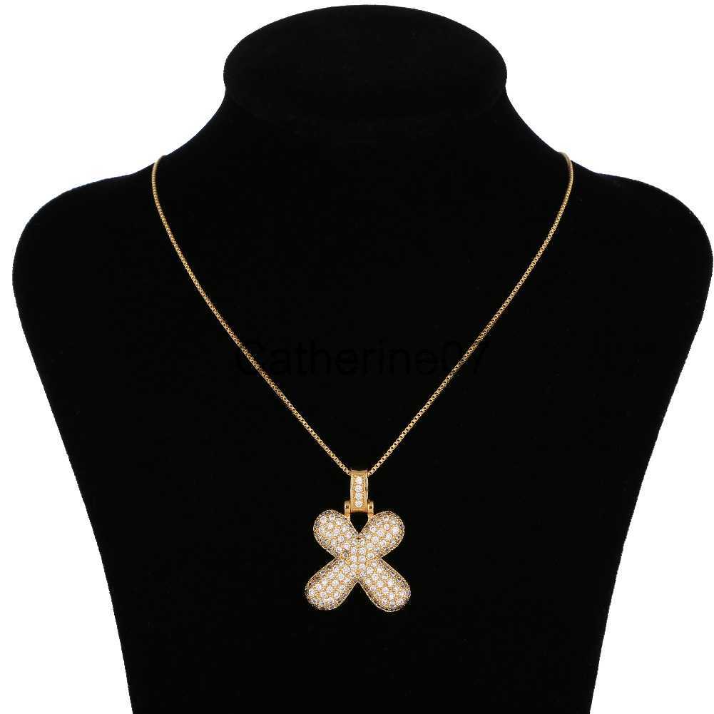 Pendant Necklaces BALLOON LETTER INITIAL PENDANT- Alix Earle Necklace Gold Plated Cubic Zirconia Bubble Letter Necklace Bridesmaid Gifts Initial J2307