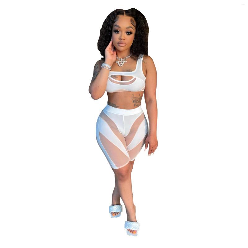 Womens Tracksuits 2024 Luxury Designer Young Patchwork Sexy Open See Through Lace Bikini Top Knee Length Skinny Women Two-Piece Set