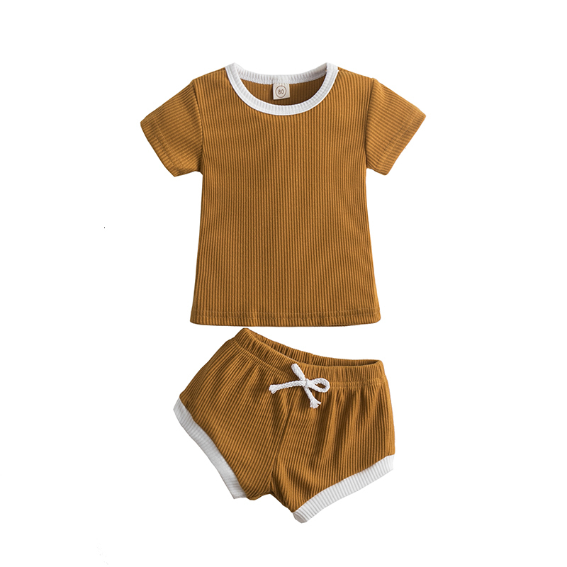 Clothing Sets born Baby Girls Boys Clothes Cotton Casual Short Sleeve Tops T shirt Shorts Ribbed Knitt Tracksuits Toddler Infant Outfit Set 230724