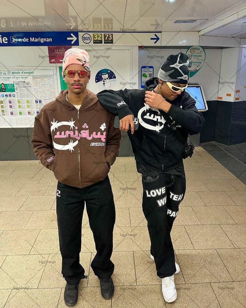 Mens Hoodies Sweatshirts Street Hiphop Trend Clothing American Print Oversized Sweatshirt Men Korean Version Retro Harajuku Couple Loose Zipper Hoodie