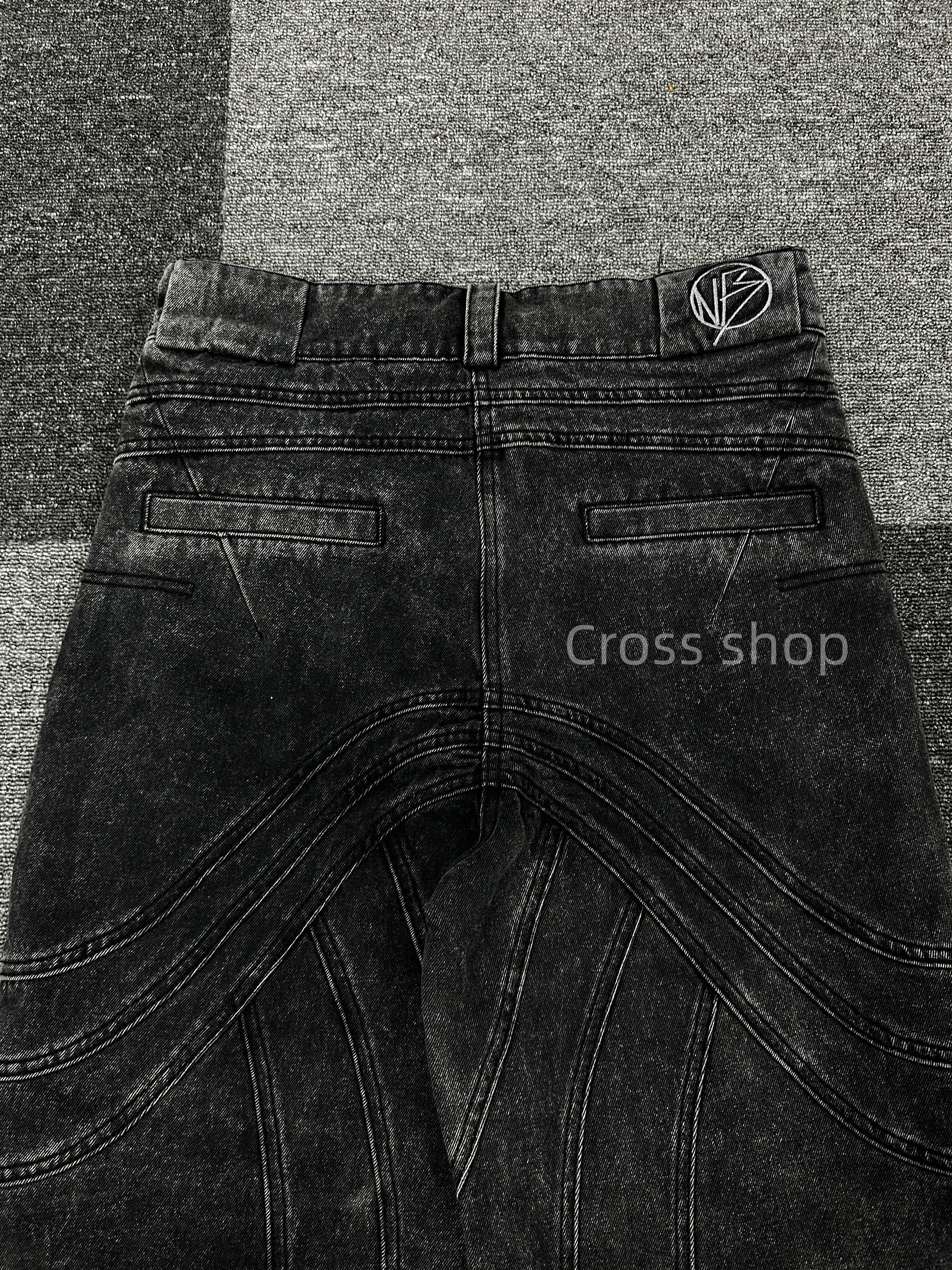 Original No/fair 23S Duty Wave Rippled Black Grey Micro Horn Denim Loose Pants Jeans Denim Pants Fashion Loose Men Streetwear Causal Jeans