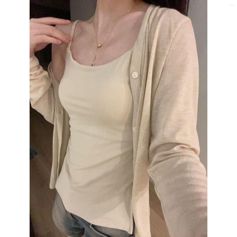 Womens T Shirts Sun Protection Clothes Women Thin Cardigan Air Conditioning Shirt 2023 Summer Style Outside Shawl Long-sleeved Small Top