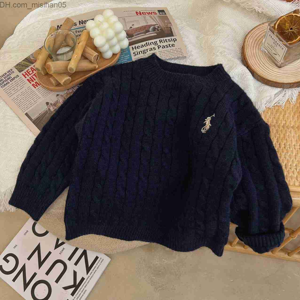 Pullover New Cotton Kids Sweaters Knitted Retro Pullover Sweaters Winter Autumn Boys Girl Cardigan o Neck Children Solid Sweater 2-7T Z230726