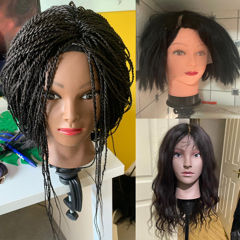 Wig Stand Female Bald Mannequin Head With Stand Holder Cosmetology Practice African Training Manikin Head For Hair Styling Wigs Making 230724