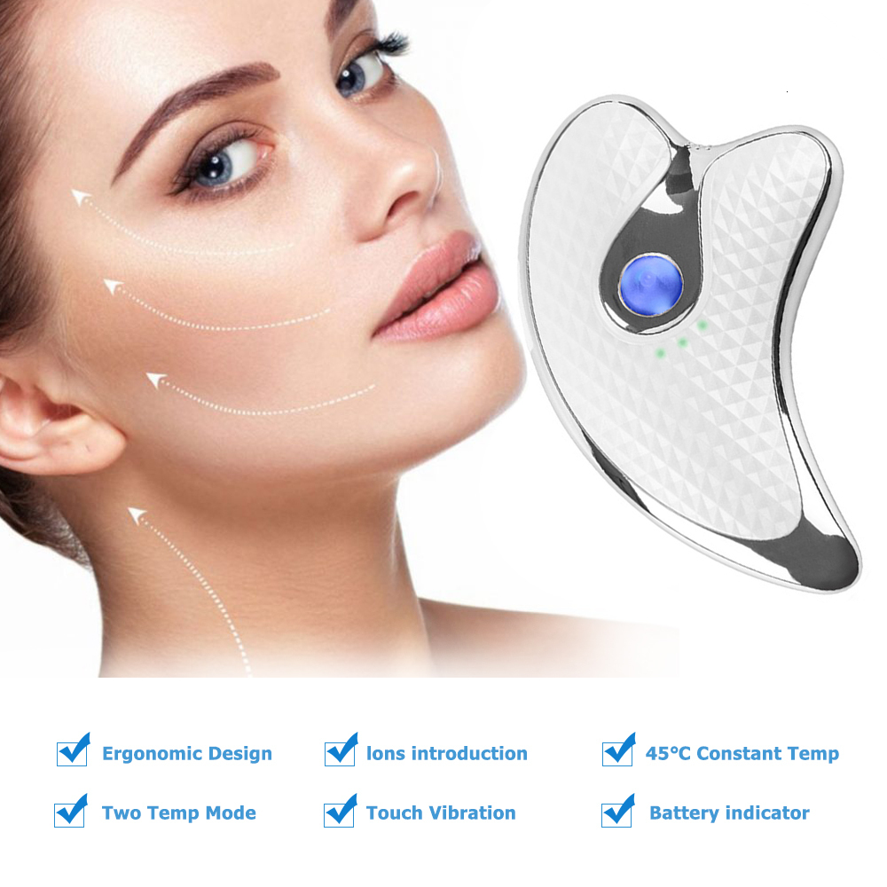 Face Massager enhancement Guasha beauty massager electric Gua Sha plate heating vibration massager red and blue treatment scraper tool 230724