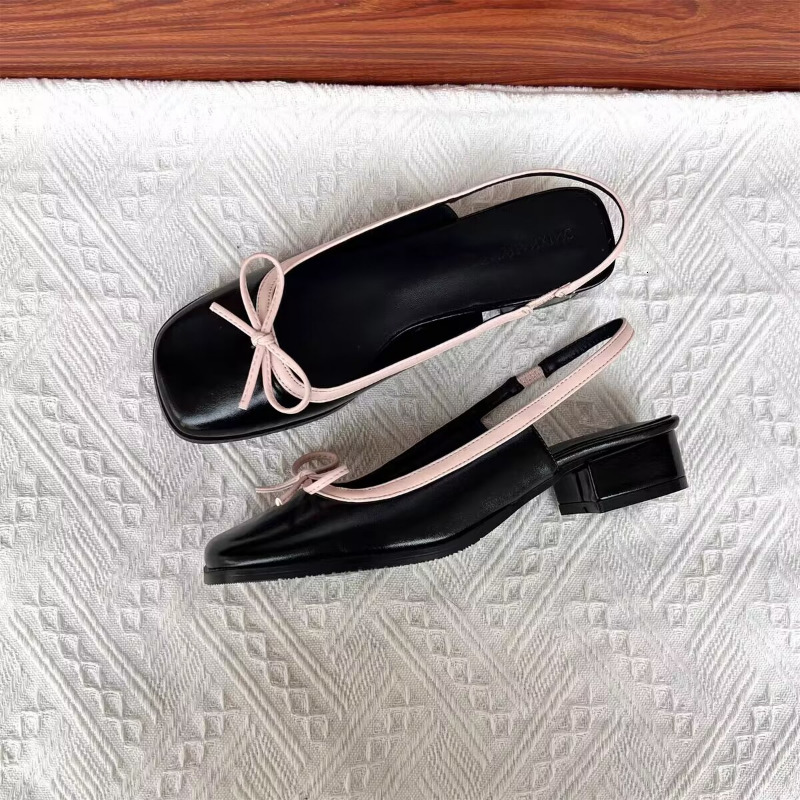 Sliver Boat Square Toe Slip on Flat Shoes for Woman Ballet Flats Comfortable Bow Women's sandals