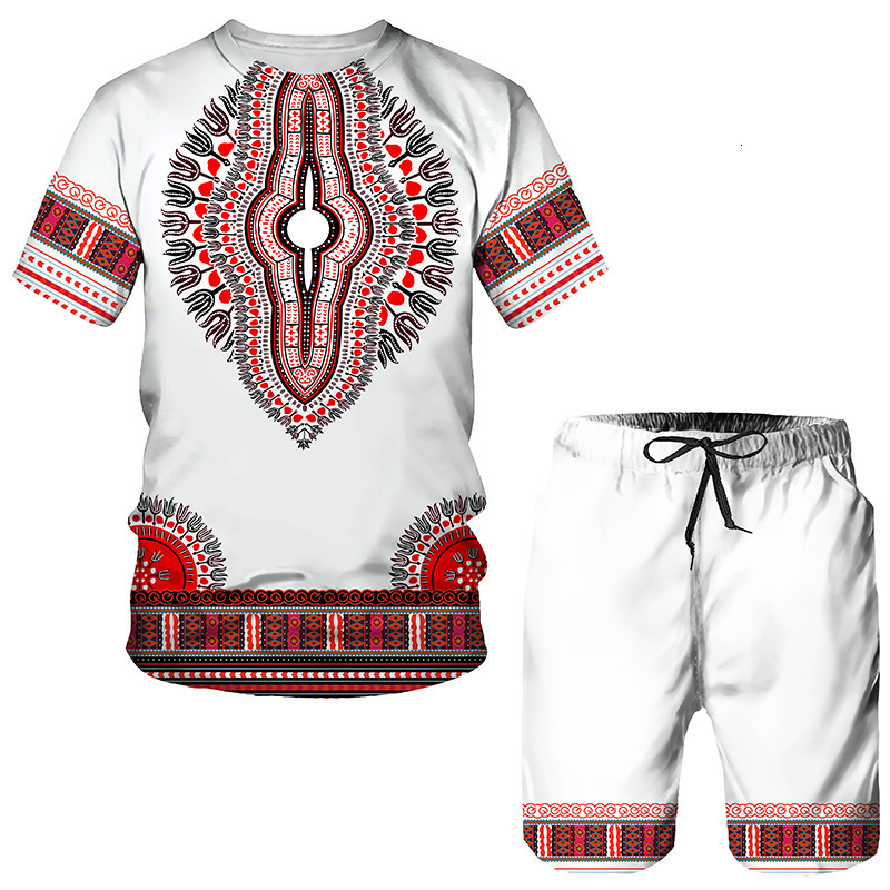 Mens Tracksuits Summer 3D African Print Casual Shorts Set Couple costume Retro Hip Hop TshirtShorts MensWomens Sportswear 230724