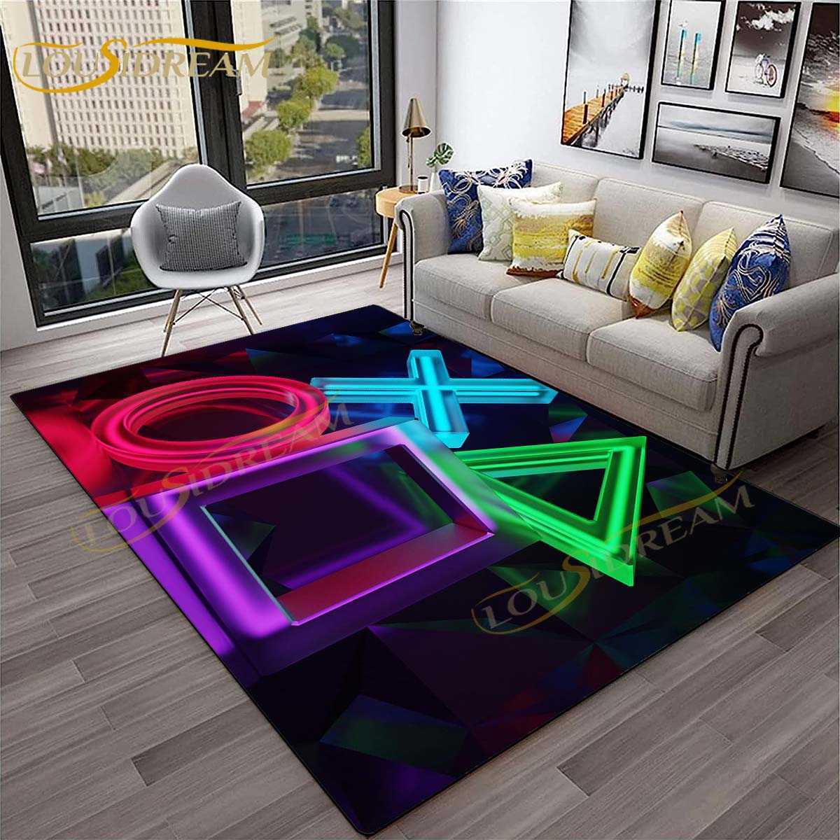 Carpets 3D Gamer Rug Game Controller Modern Area Rug Boys Gaming Rugs for Livingroom Bedroom Children Carpets Colorful Mat Decor R230725