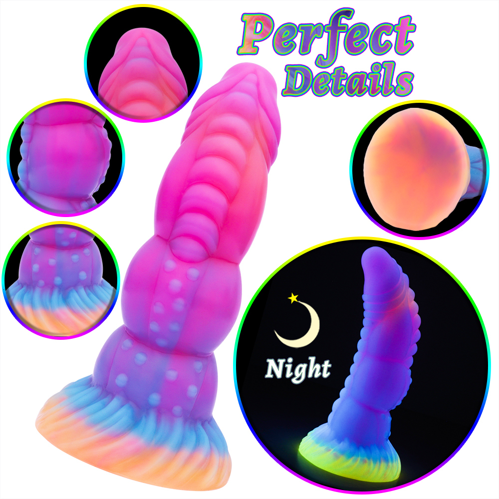 Anal Toys Thread Monster Anal Dildo Butt Plug Anus Masturator Dilators Sucking Cup Adult Sex Toys Female Silicone Glow Soft 230724