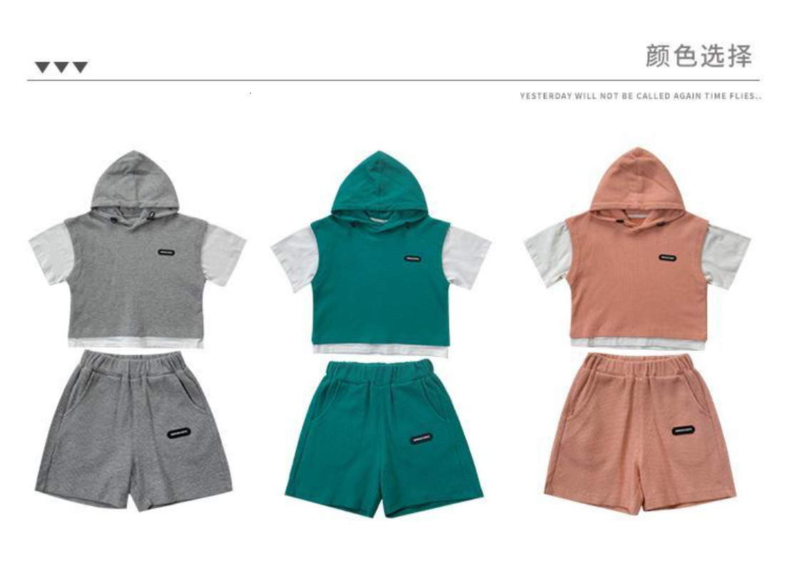 Clothing Sets Children Kids Boys Girls Clothes Short Sleeve Hooded Shirt short Kid 2Pcs Suit Cotton 2023 Summer Baby Boy Outfit 230724