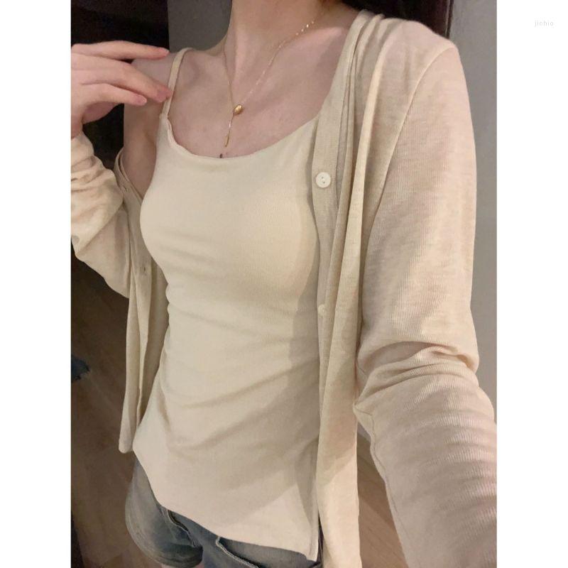 Womens T Shirts Sun Protection Clothes Women Thin Cardigan Air Conditioning Shirt 2023 Summer Style Outside Shawl Long-sleeved Small Top