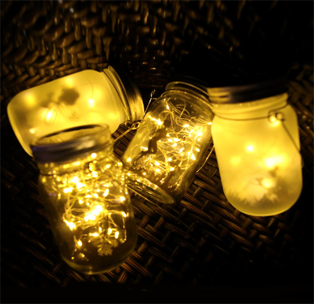 Color changing Silver Solar-powered Mason Jar Lids light up any mason jar (not include jar) DHL Fedex Free shipping