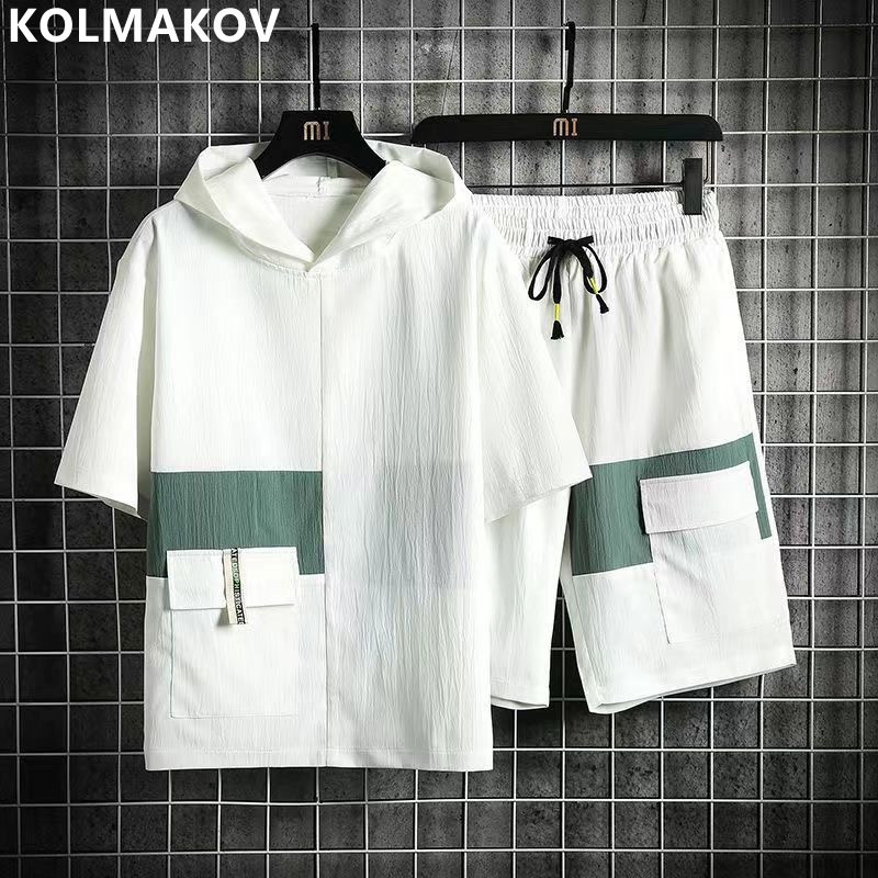 Men's Tracksuits Summer Men's Classic Fashion Ice Silk Sports Suit Men's Casual Loose Large Size Comfortable High-Quality Two-Piece Set