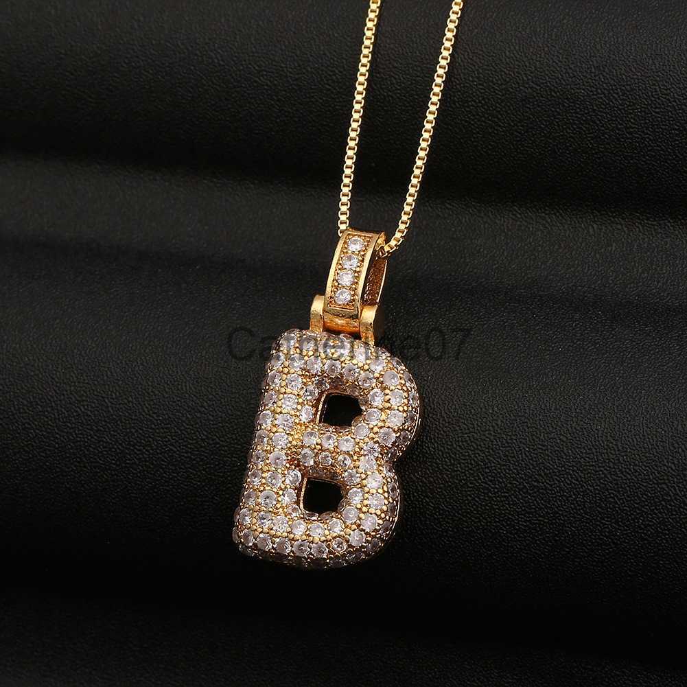 Pendant Necklaces BALLOON LETTER INITIAL PENDANT- Alix Earle Necklace Gold Plated Cubic Zirconia Bubble Letter Necklace Bridesmaid Gifts Initial J2307