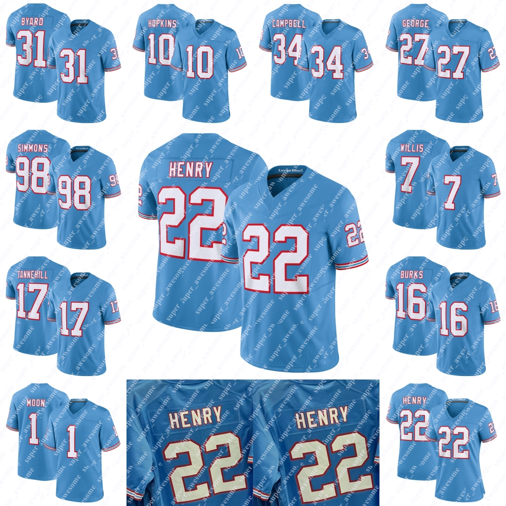 DeAndre Hopkins Football Jersey Ridley Tony Pollard Tyjae Spears JC Latham Tyler Boyd Jeffery Simmons Treylon Burks Steve McNair Eddie George Warren Campbell Moon