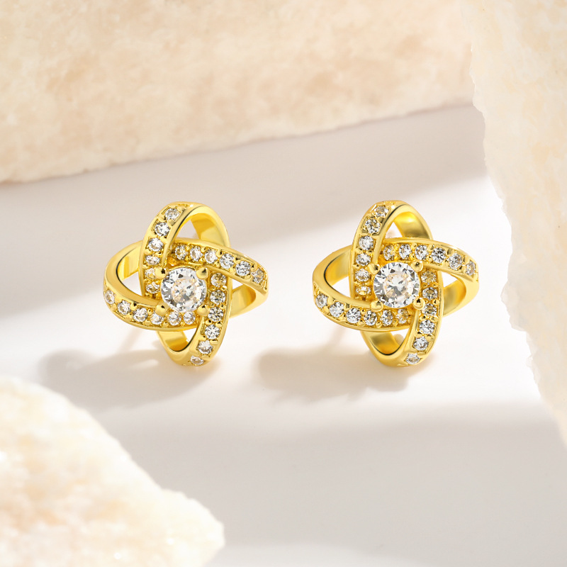 Elegant Blue Crystals & Floral Detail Small Stud Earrings Hypoallergenic 925 Silver Daisies Swiveling Ear Jewelry for Her